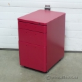 Teknion Red 3 Drawer Mobile Rolling Pedestal, Locking